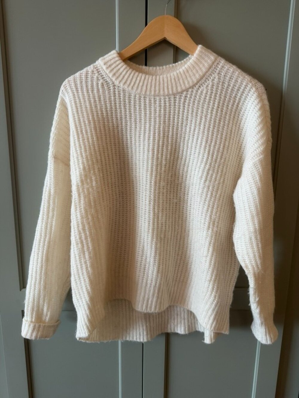 Aerie Cream Ivory Chunky Knit Crewneck Sweater Size Small